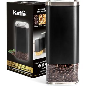 Kaffe Glass Coffee Canister (16oz) w/Airtight Lid - Click to Release Seal - BPA Free Glass & Stainless Steel - Elegant Kitchen Storage Container for Coffee, Nuts, Rice, Flour, Sugar, Tea, Cereal