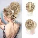 Claw Clip Messy Bun Hair Pieces for Women Messy Wavy Curly Hair Bun Extensions Tousled Updo Bun Hair Clip in Synthetic Hair Bun Ponytail Extension (Dirty Blonde)
