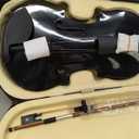 Mendini By Cecilio Violin 4/4 Full Size For Beginners - Fiddle Solidwood Kit with Hard Case - Acoustic Violins with Bow, Rosin, Tuner, Extra Strings & Bridge, Shoulder Rest and Lesson Book (Black)