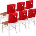 Christmas Chair Covers Hat Chair Back Covers for Xmas Holiday Chair Covers Set of 6, Stretch Parsons Chair Slipcovers Removable Washable kitchen for Home Hotel Banquet Holiday Decoration6Pcs (Red)