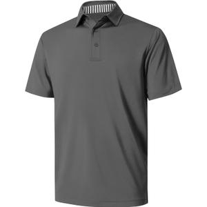 NIASHOT Polo Shirts for Men Summer Short Sleeve Golf Polos Quick-Dry Moisture Wicking T-Shirts Fashion Clothes Mens Gifts (Large, 1-deepgrey)