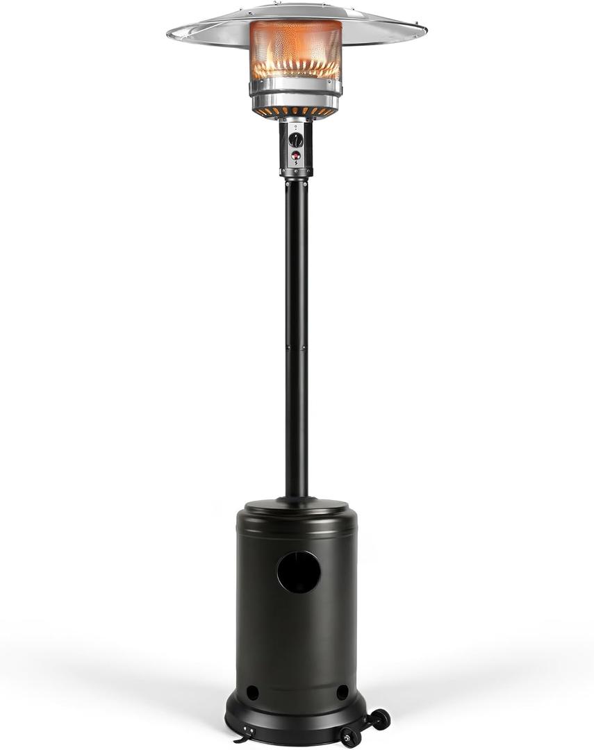 Ignovate 50,000 BTU Outdoor Propane Patio Heater with Wheels – Durable Powder-Coated Steel Gas Heater with Easy Ignition & Safety Shut-Off for Patio, Backyard, Garden, Restaurant