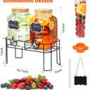 2 Pack 1 Gallon Glass Drink Dispenser with Bamboo Lid, Beverage Dispenser with Stand, Drink Machine for Lemonade, Iced Drinks Kombucha Dispenser