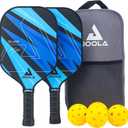 JOOLA Pickleball Paddles Set of 2 - Reinforced Fiberglass Surface Lightweight, Durable, Beginner-Friendly Racket Design Set Includes Balls & Bag USAP Approved, Blue 