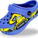 FolHaoth Toddlers Cute Cartoon Excavator Racecar Pattern Boys Girls Clogs Slip On Lightweight Breathable Kids Sandals Non Slip Indoor Outdoor Beach Pool Shower Slippers Shoes (10.5 Little Kid)