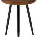 MH London Lydia Round Small End Table & Side Table Solid Wood, Walnut top with Black Metal Legs, Nightstand, 15.75"x15.75"x18"