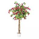 6ft Artificial Bougainvillea Tree, Tall Potted Lifelike Tree Indoor, Faux Tree with Wood Trunk and Pink Flowers for Outdoor, 2 Pack