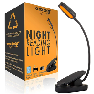 Amber Light + Giftable Amber Book Light  Blue Light Blocking  Night Reading Booklight Store. Rechargeable. 1600K for Reading in Bed at Night. Perfect as a Giftable Kindle Light and LED Book Light.