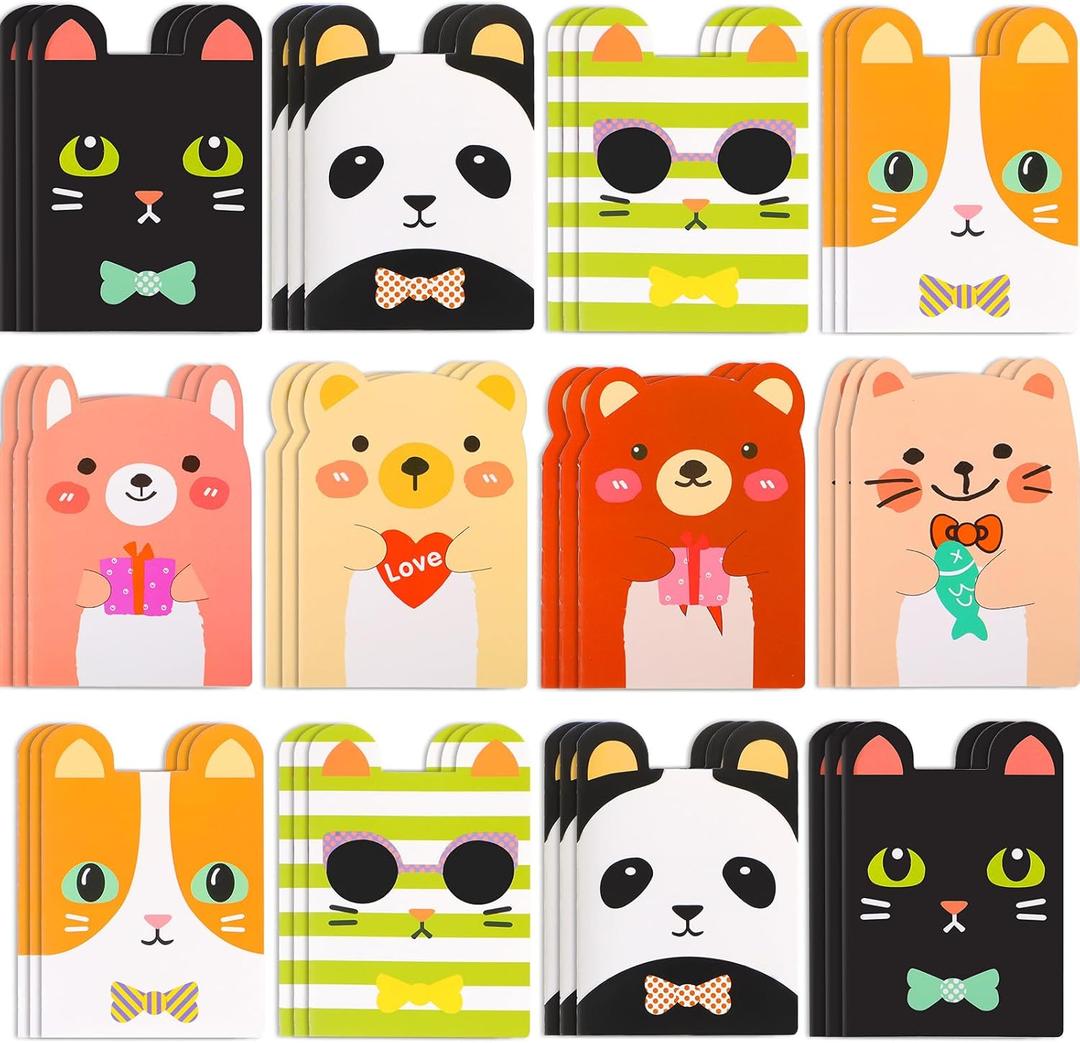 Yexiya 36 Packs Mini Notebooks for Kids Small Cute Notebooks Bulk Cartoon Cat Panda Themed Party Favors for Christmas Classroom Prizes Gift(Classic Styles)