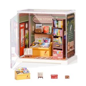 Rolife Super Creator Mini Series Bookstore, DIY Plastic Miniature Kits Retail Store Series, Mini Model House Building Set for Teens Aged 14+, DIY Crafts/Hobbies for Adults (Memory Book Store)