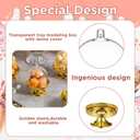 24 Pcs Mini Plastic Cupcake Stand with Dome Cover, Mini Cake Plate Stand, Gold Clear Small Cake Display Holder for Chocolate, Dessert, Wedding, Birthday, Baby Shower and Tea Party Supplies
