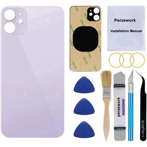 OEM Rear Back Glass Replacement for iPhone 12 6.1 inches with Reparing Toolkit and Pre-Installed Adhesive (Purple)