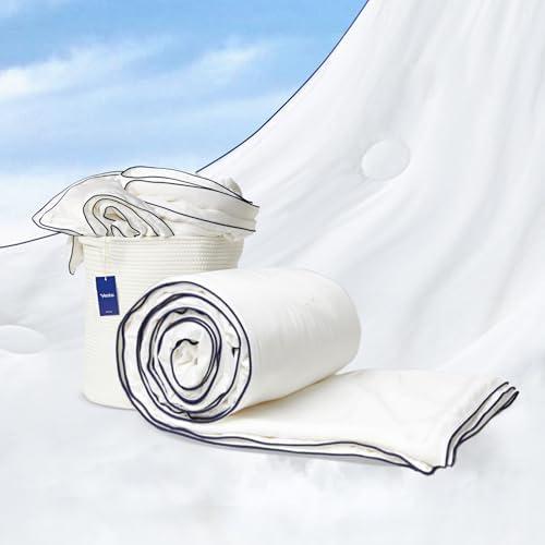Vesta All-Season Silk Comforter, Quilt and Duvet Insert for Hot Sleepers, 100% Silk Fill with 100% Cotton Shell, Luxuriously Soft, Moisture-Wicking, King Size (White, Silk Weight: 3.7lbs)