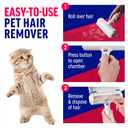 ChomChom Roller Pet Hair Remover and Reusable Lint Roller - Cat and Dog Hair Remover for Furniture, Couch, Carpet, Clothing and Bedding - Portable, Multi-Surface Fur Removal Tool (White)