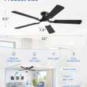 ZMISHIBO 52 Inch Ceiling Fan with Light, App&Remote Control, Flush Mount Low Profile, Dimmable 20W LED Light, Quiet Reversible Motor for Bedroom, Living Room, Apartment, Black