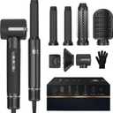 Blow Dryer Brush 7 in ONEAutowrap Curling Wand, 110,000 RPM High-Speed Negative Ionic Hair Dryer with Diffuser Concentrator, Round Brush Blow Dryer Air Styler, Volumizing Hair Styling Tools (Black)