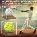 Baseball Case Display for Balls Walnut Wood Base Acrylic Baseball Display Case Baseball Holder Stand Cube Memorabilia Showcase Autograph Ball Protector for Official Size Ball Display