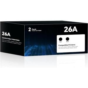 CF226A 26A Black Toner Cartridges 2 Pack Works for Pro M402dn M402n M402dw Pro MFP M426fdw M426fdn M426dw Series Printer Compatible Replacement for HP 26A CF226A 26X CF226X (Black)