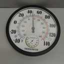 Indoor Outdoor Thermometer Large Numbers Wall Thermometer Hygrometer Waterproof Does not Require Battery 10 inch Wireless Hanging Hygrometer Garden Decoration (Black)