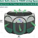 Playpen for Small Dogs Cats Crate: Puppy Play Pen Indoor Outdoor Foldable Potable Exercise Cage Pop up Kennel for Guinea Pig Rabbits Hamster Travel with Carrying Case & Food Bowl (Green, M, 1)