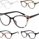 EYEURL 5 Pack Reading Glasses for Women-Cat Eye Blue Light Blocking Readers Fashion Computer Glasses with Spring Hinge Anti-Glare Readers for Women 2.25