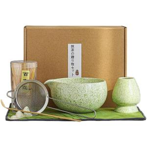 Inmorven Matcha Whisk Set, 7 Pcs Matcha Kit Includes Matcha Bowl, Whisk & Holder, Bamboo Scoop, Scoop Rest, Sifter & Tea Towell - Japanese Tea Tools For Ceremony Gift