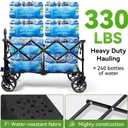 Hikenture Collapsible Wagon Cart, 330lbs Capacity Beach Wagons with Big Wheels for Sand, Heavy Duty Foldable Cart with Brakes, Portable Utility Folding Garden Cart for Outdoor