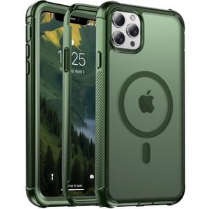 Magnetic for iPhone 11 Pro Max Case, [Compatible with MagSafe][Military Grade Drop Protection][Heavy Duty Protection][Non-Slip][Shockproof] 2-Layer Durable Bumper Phone Case 6.5''-Army Green