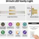 URSOLA 24" Modern LED Bathroom Light Fixtures, Golden 3CCT Dimmable Bathroom Vanity Light Over Mirror, Bathroom Vanity Bath Bar Lights with Double Layer Acrylic Shade