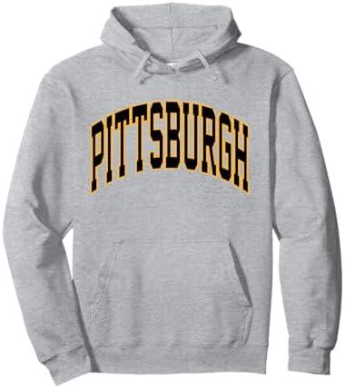 Retro Pittsburgh Throwback Classic Pittsburgh Black Gold Tee Pullover Hoodie, Size: M