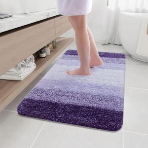 Arotive Microfiber Bathroom Rugs, Shaggy Soft and Absorbent Bath Rug, Non-Slip, Thick Plush Machine Washable Dry Bath Mats for Bathroom, Tub and Shower, 44x32, Dark Purple, Rectangular