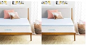 Linenspa 2 Inch Memory Foam Mattress Topper, Gel Infused King Mattress Topper, CertiPUR-US Certified & 2 Inch Memory Foam Mattress Topper, Gel Infused Queen Mattress Topper