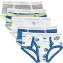 Burt's Bees Baby Boys' Underwear Set - Breathable 100% Organic Cotton Undies, Pack of 5 for Toddler ,4-5T