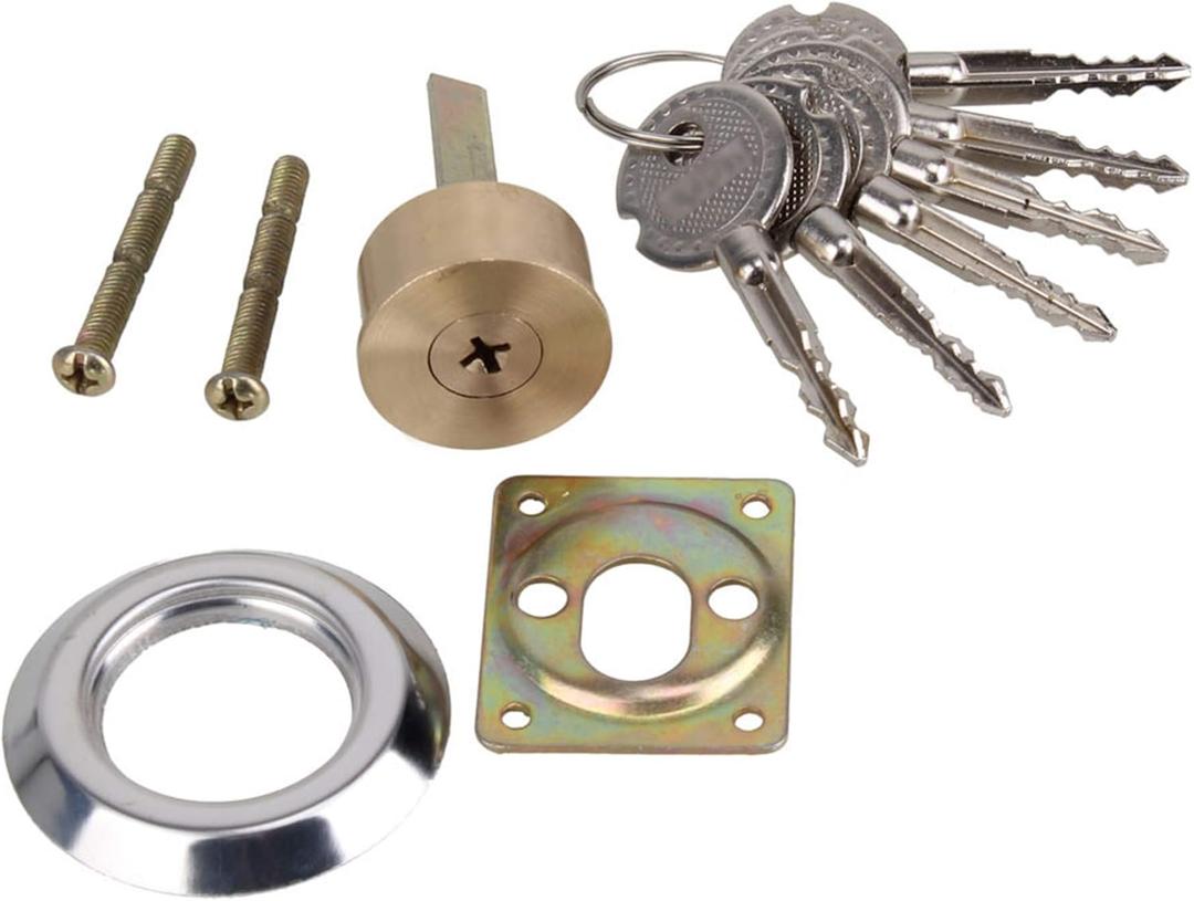 Brass Mortise Rim Cylinder Door Night Latch Lock Cross Shaped Nightlatch 6 Keys