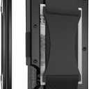 Leatherboss Slim Wallets for Mens Metal Wallet with Cash Strap Thin Minimalist Aluminum Credit Card Holder (Midnight Black)