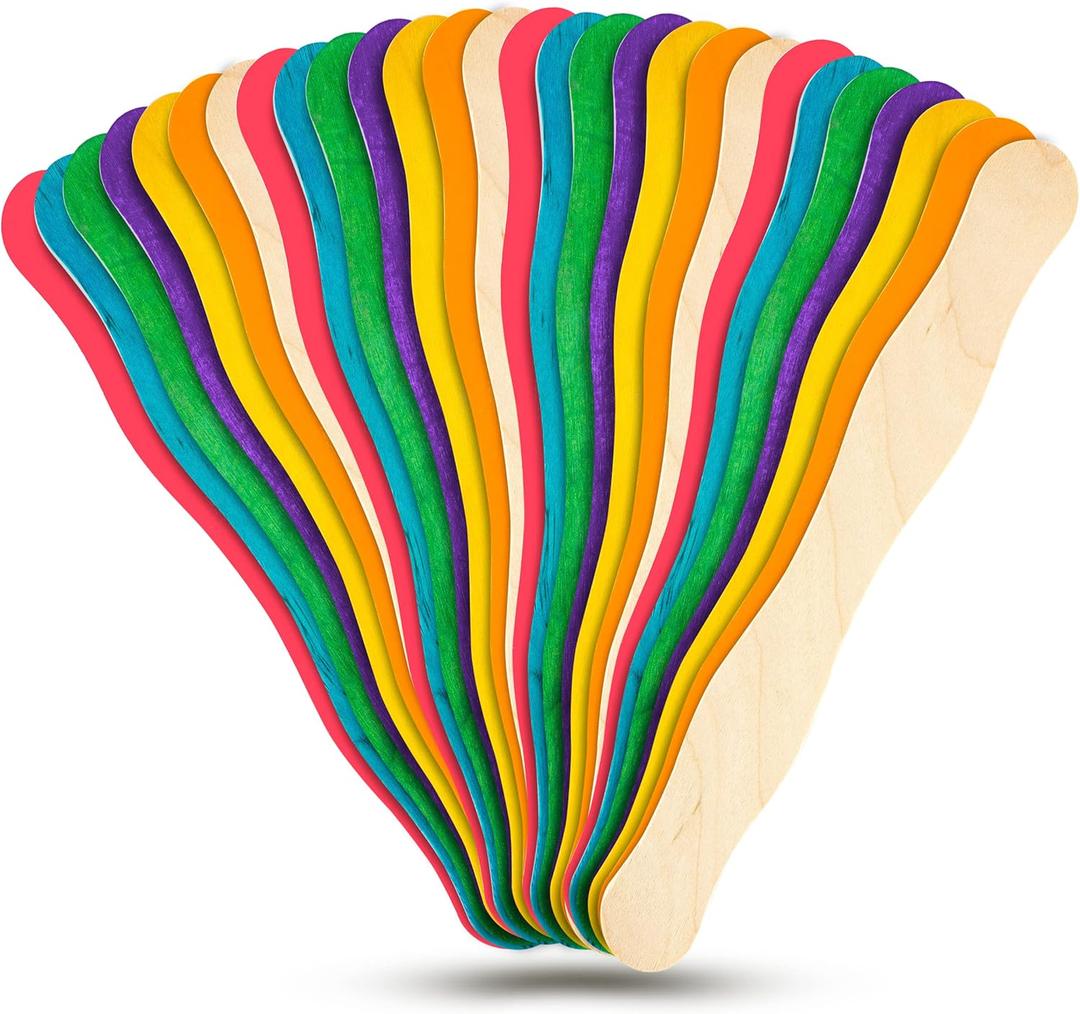 Manaloom Pack of 200 Curved Craft Sticks - 8" Birchwood Popsicle Sticks for Crafts, Jumbo Craft Sticks for Fan Handles, Wedding Programs, DIY Crafting Supplies, (Assorted Colors)