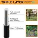 Wire Fence 24in x 50ft, 2X 3 16GA, Black PVC Coated Garden Fence for Yard Garden Border Fencing Roll Vinyl Coating Metal Wire Mesh for Yard Vegetable Plant Protection Poultry Netting