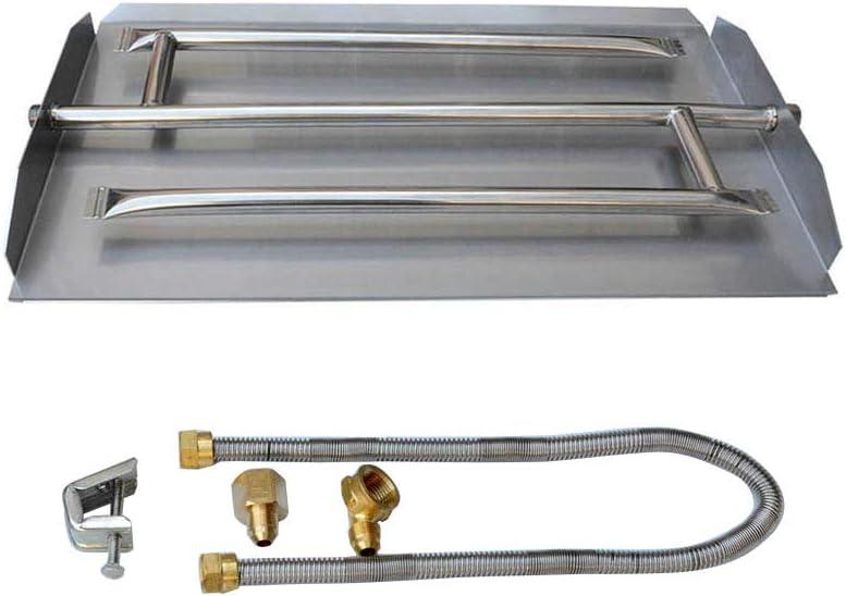 Stanbroil Stainless Steel Natural Gas Fireplace Triple Flame Pan Burner Kit, 28.5-inch