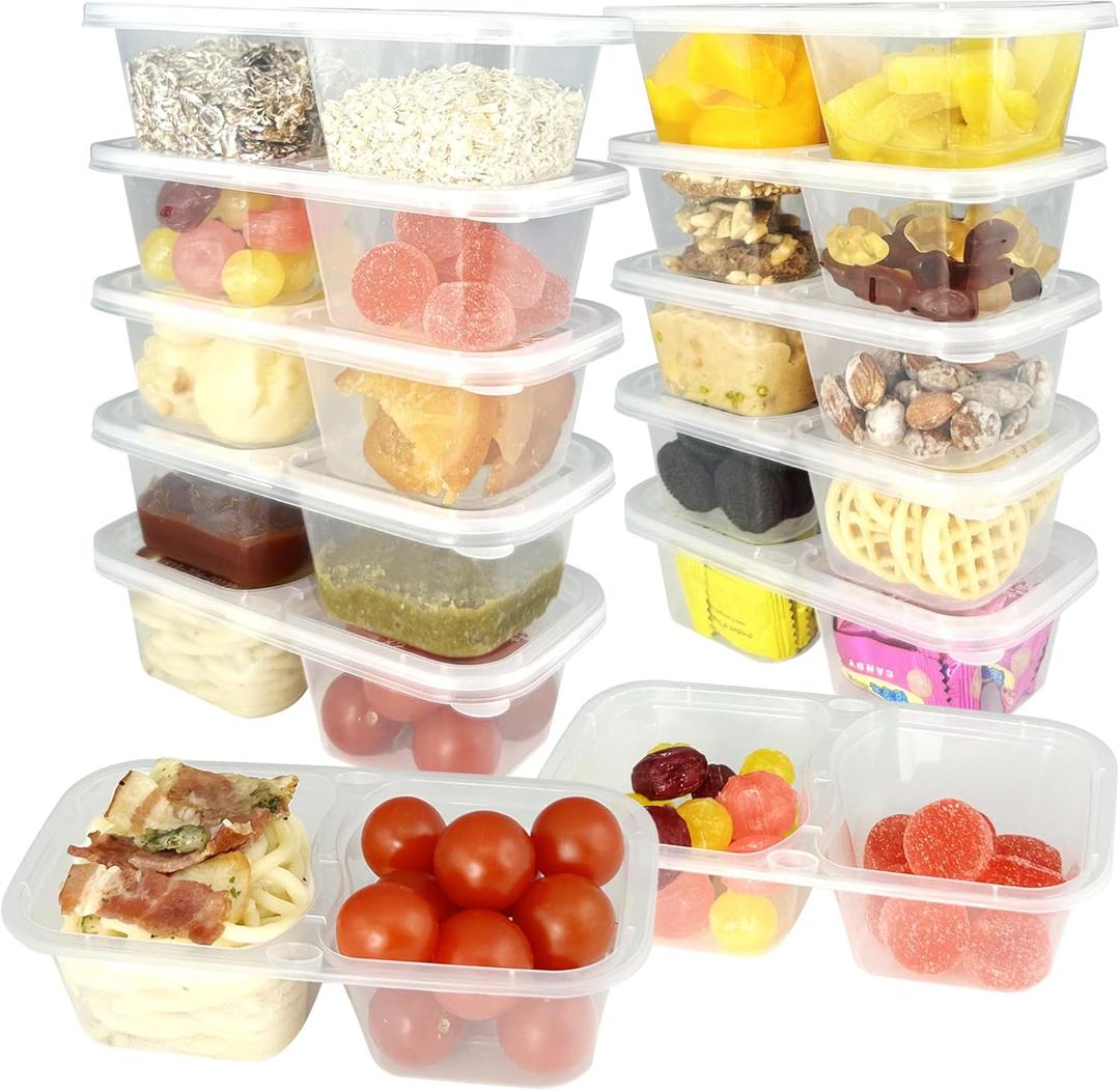 Snack Pack Containers 20pcs, Upgrade 6.8oz Lunchable Snack Containers with Lids, Reusable Condiment Containers, Meal Prep Grab and Go
