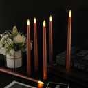 Macarrie 24 Packs Flameless Taper Candles Battery Operated Fake 11 Inch Long Candlelight LED Flameless Candlesticks Flickering Tapered for Spring Summer Wedding(Rose Gold)