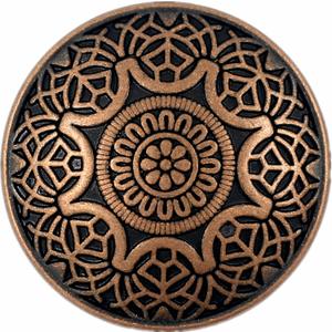 Bezelry 10 Pieces Arabesque Flower Metal Shank Buttons. 25mm (1 inch) (Antique Copper)