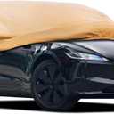 Heavy Duty Outdoor Car Cover Custom Fit for Tesla Model 3, Windproof All Weather Waterproof Sun Rain UV Dust Snow Protection Outdoor Car Covers (brown)