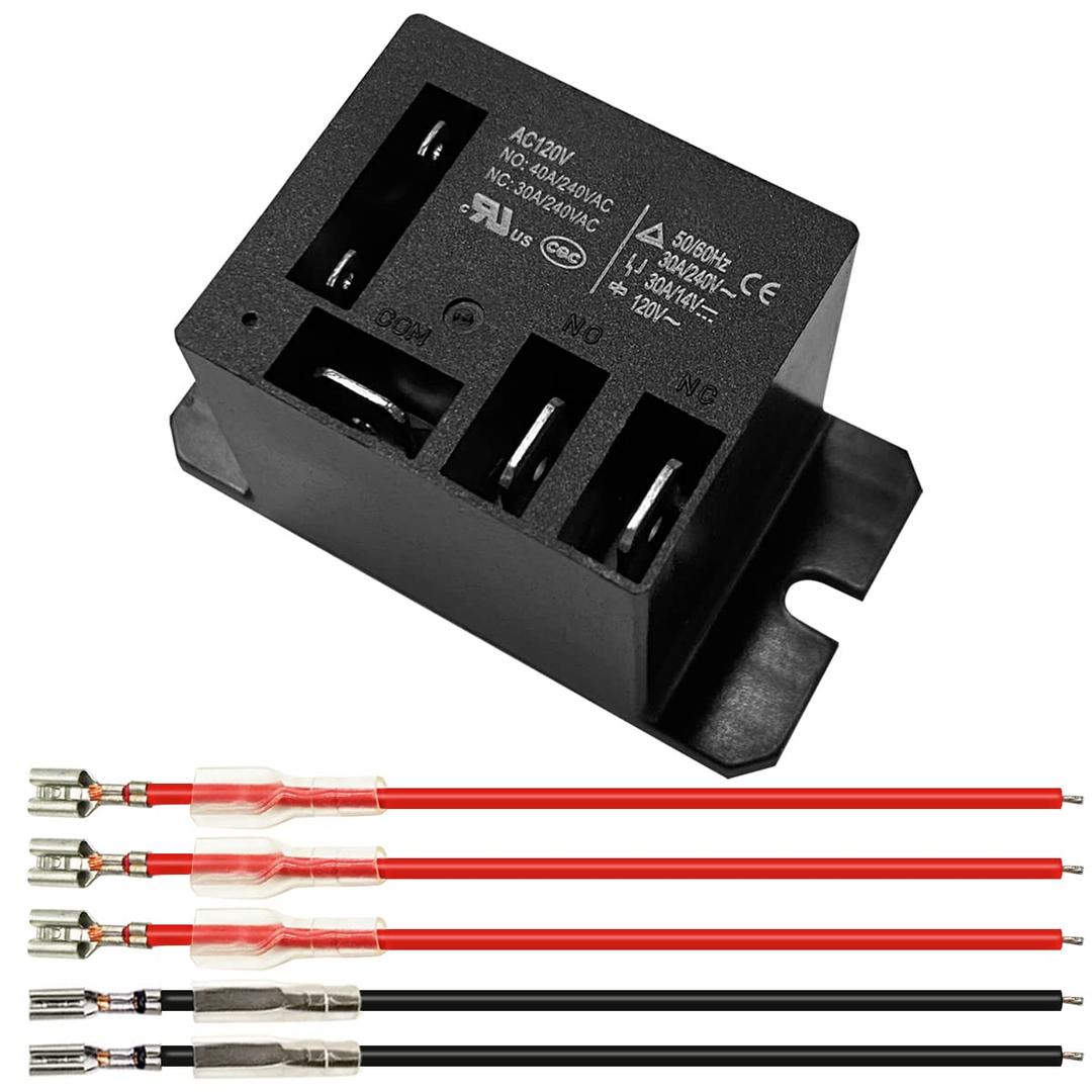 Miniature Power Relay 30A, AC120V Coil, SPDT(1NO 1NC) Mini 120 Volt Relay with 5 Quick Connect Wires NT90-AC120V