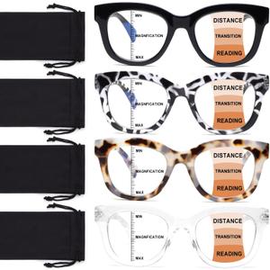 Progressive Multifocus Reading Glasses for Women Men Blue Light Blocking Computer No Line Multifocal Readers (A1 Multicolor)