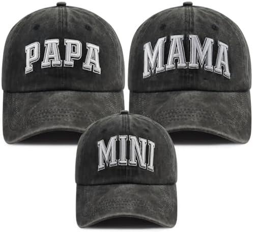 Funny Embroidered Papa Mama Mini Parent-Child Hat, Adjustable Matching Family Baseball Cap Set of 2