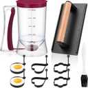 Layhit 9 Pieces Griddle Breakfast Kit, Including Precise Portion Control Pancake Batter Dispenser with Handle, Iron Cast Burger Presses, 6 Pcs Egg Rings, Basting Brush for Cooking Accessories Set