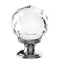 Alzassbg 6 Pack Clear Crystal with Chrome Plated Drawer Knobs, 1-1/5 Inch(30mm) Cabinet Knobs Round Diamond Crystal Knobs for Drawers AL1002CP