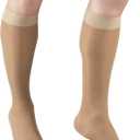 Truform Sheer Compression Stockings, 15-20 mmHg, Women's Knee High Length, 20 Denier, Light Beige, Medium