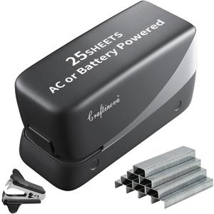 Electric Stapler, 25 Sheet, Include 2000 Staples and 1 Remover, Jam Free, Professional and Home Office StaplerBattery not IncludedAC or Battery Powered. (Silver)