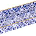 MAONAME Blue Decorative Tray, Plastic Serving Tray with Handles, Rectangular Moroccan Trays, Long Narrow Trays for Bathroom, Kitchen Counter, 13.8" X 6" X 1.57"